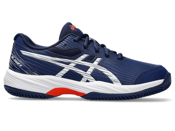 Asics Kinder Gel-Game 9 GS Clay Tennisschuh Indoorschuh dunkelblau