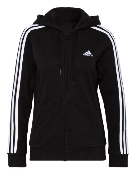 Adidas Damen Performance Essentials 3-Streifen Full Zip Hoodie Sweatjacke schwarz-weiß