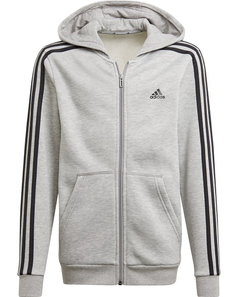 Adidas Kinder 3-Streifen Full Zip Hoodie Sweatjacke grau